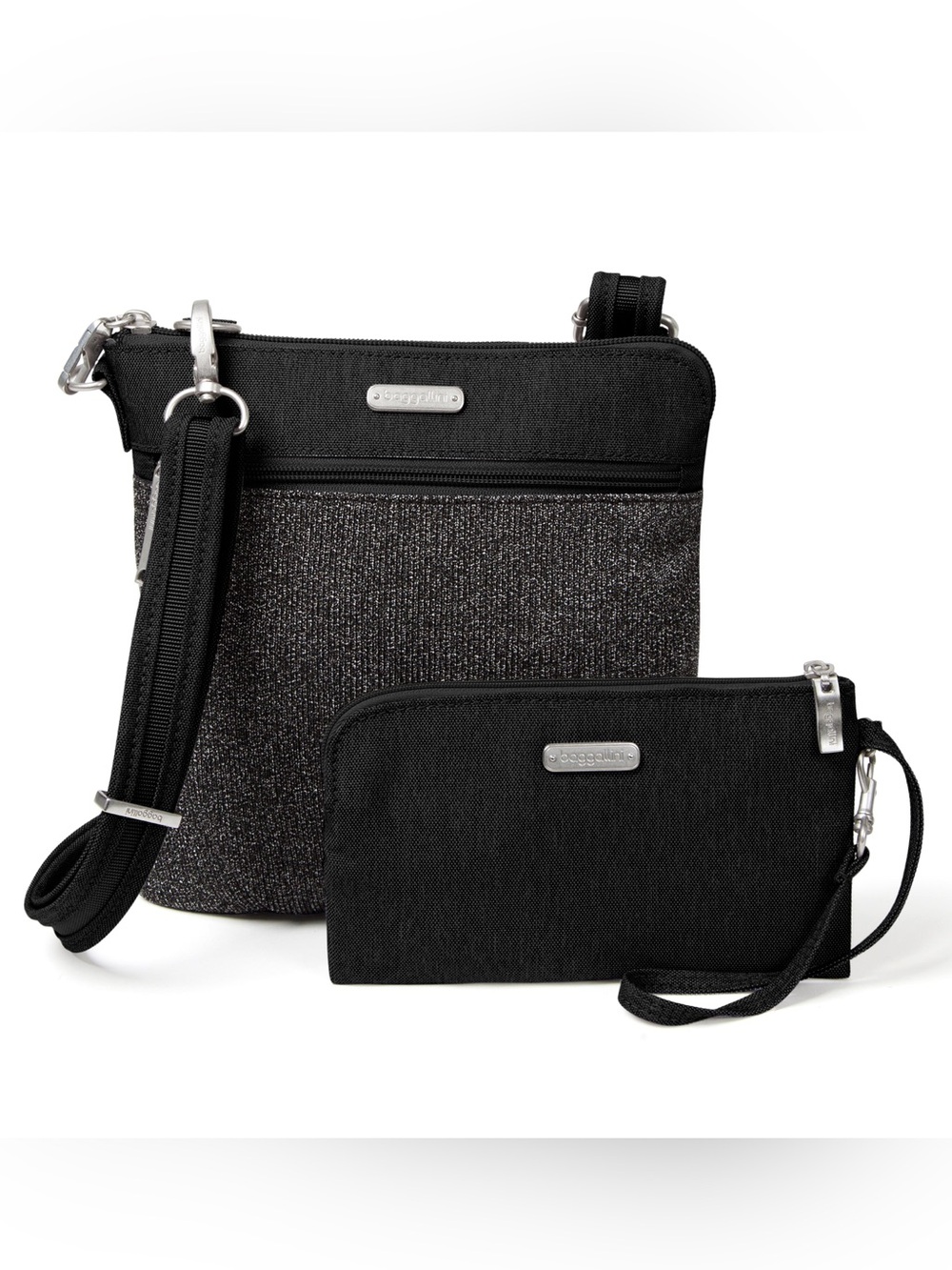 Baggallini Black Crossbody with Matching Wristlet